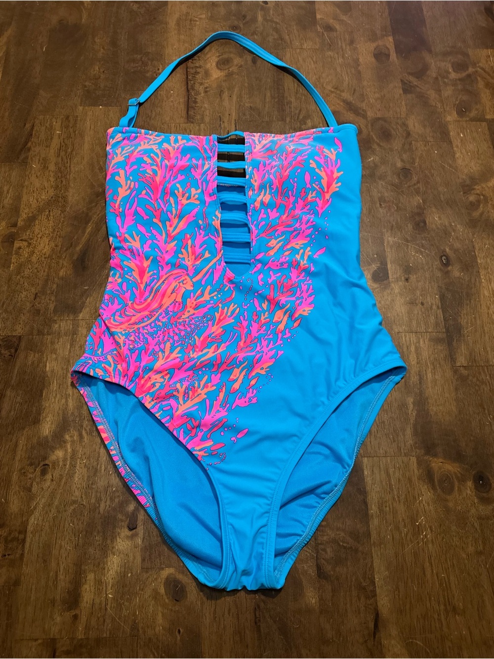 Lilly Pulitzer Turquoise One-Piece Swimsuit goddess of the sea removable strap